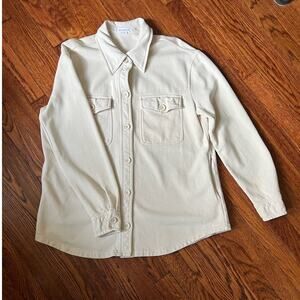 Good American Cream Cotton Shacket Oversized Button Up S/M